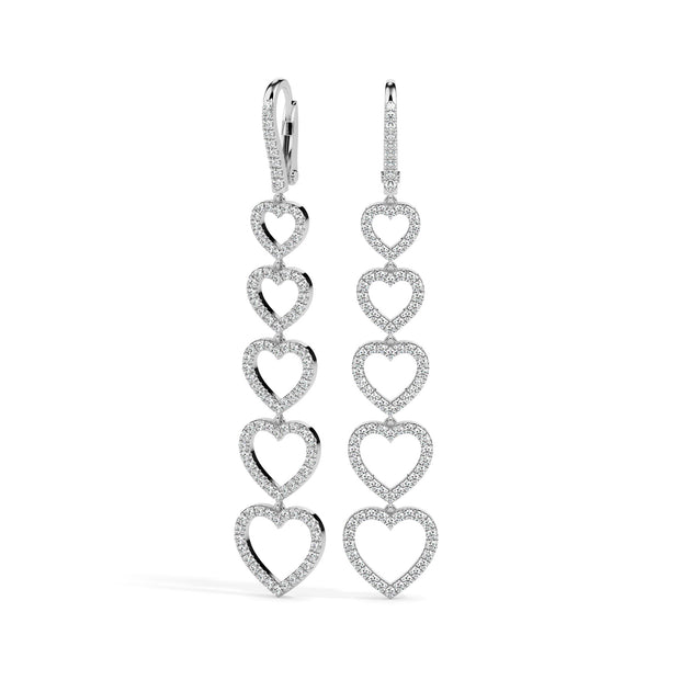 1.20Ct Heart Shaped Lab-Grown Diamond Gold Drop Earrings