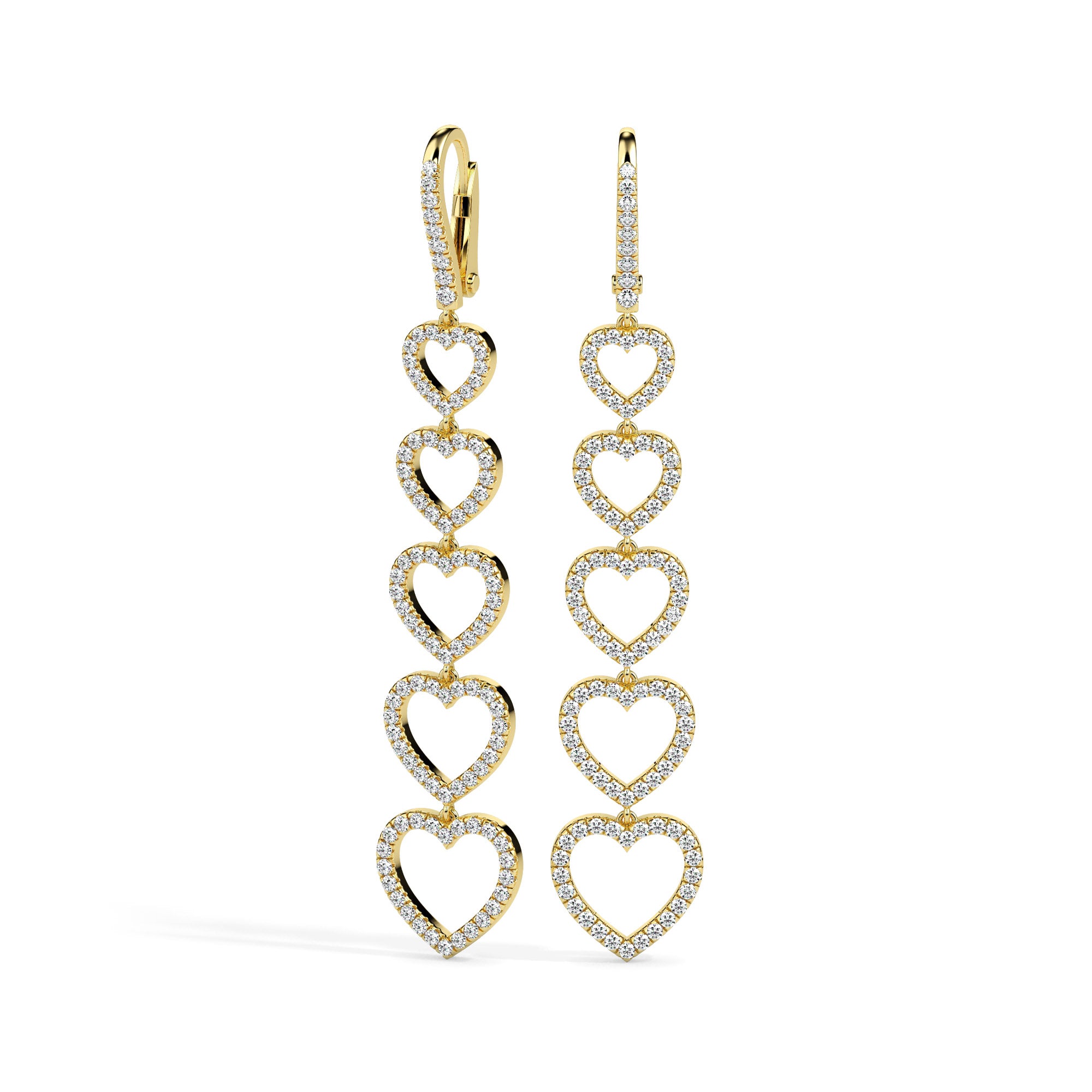 1.20Ct Heart Shaped Lab-Grown Diamond Gold Drop Earrings