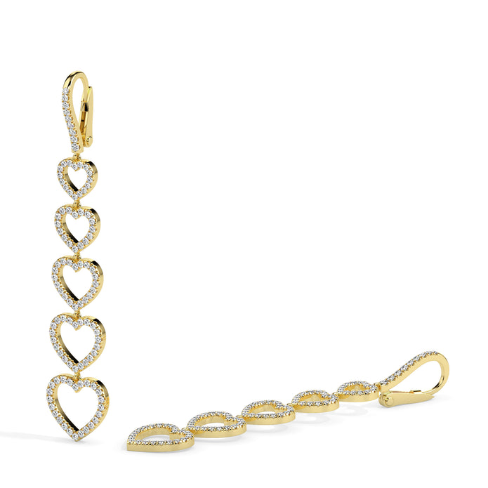 1.20Ct Heart Shaped Lab-Grown Diamond Gold Drop Earrings