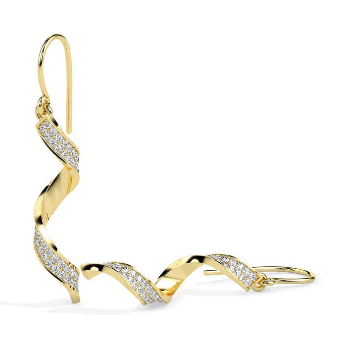 0.59Ct Twirling Love's Dance Lab-Grown Diamond Gold Drop Earrings