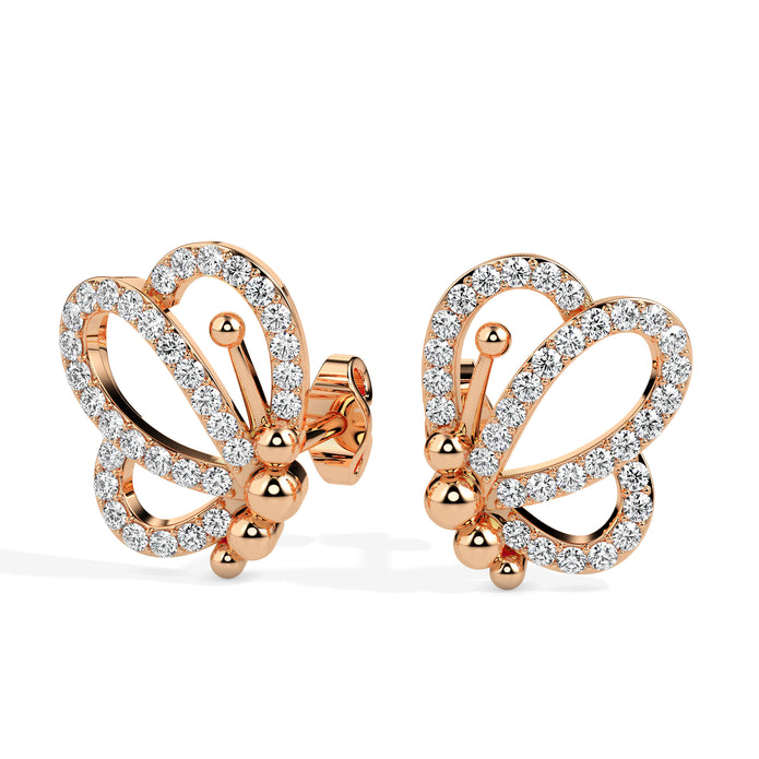 0.39Ct Butterfly Lab-Grown Diamond Gold Stud Earrings