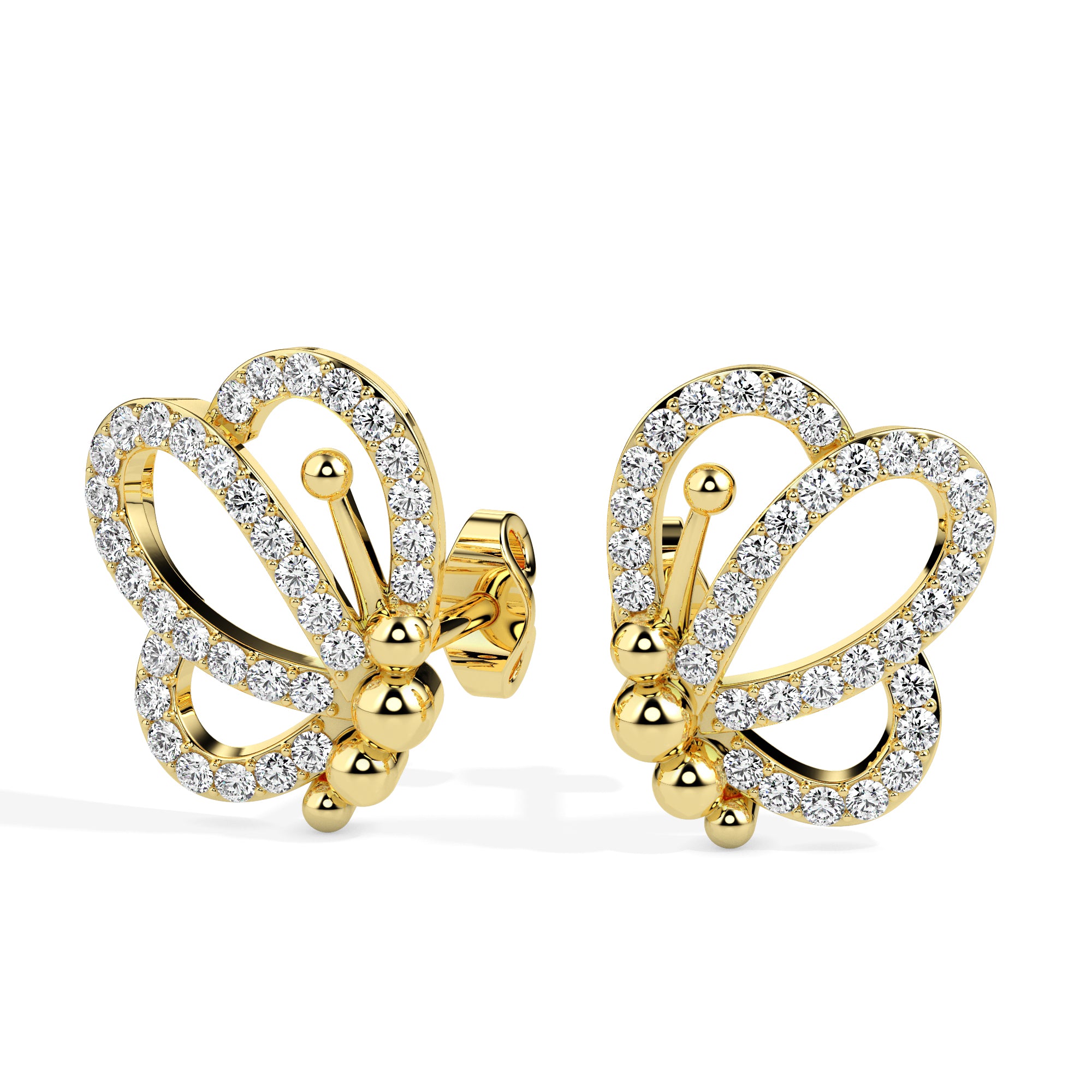 0.39Ct Butterfly Lab-Grown Diamond Gold Stud Earrings