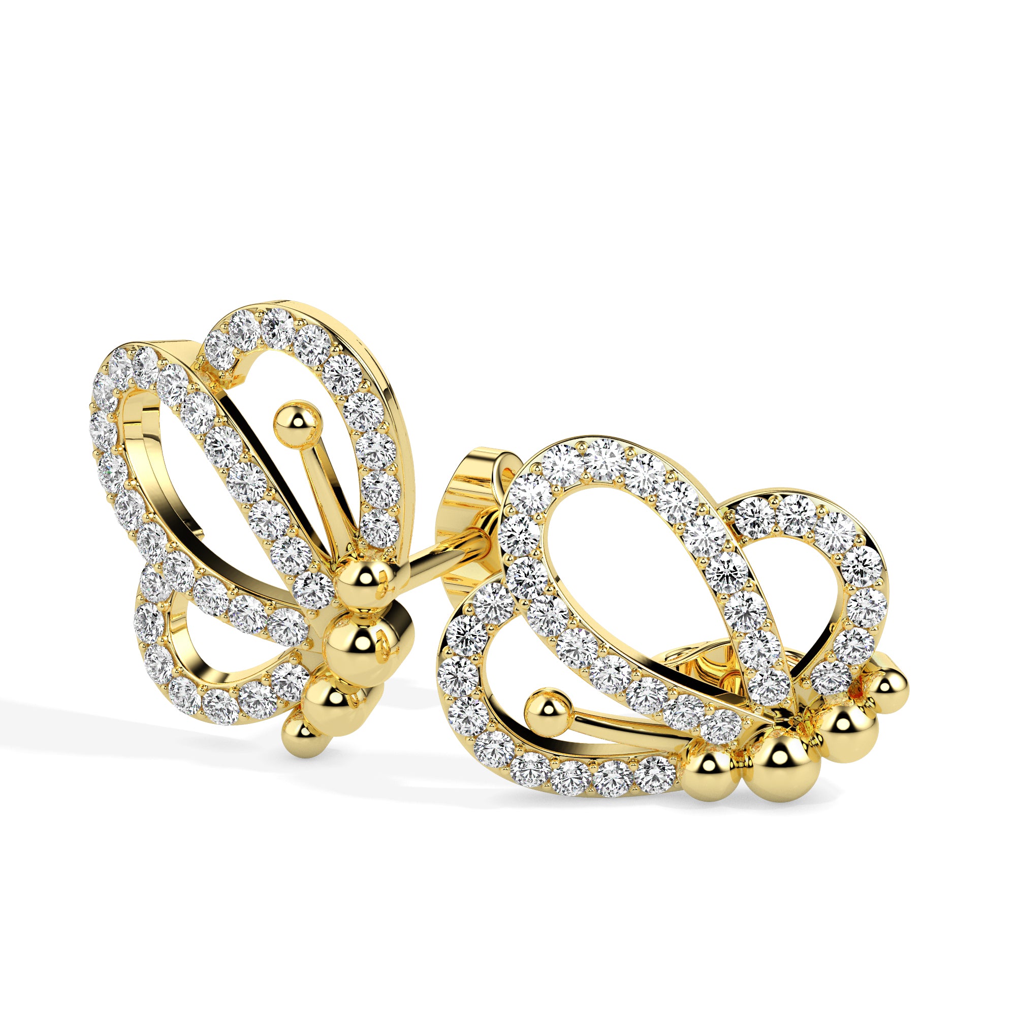 0.39Ct Butterfly Lab-Grown Diamond Gold Stud Earrings