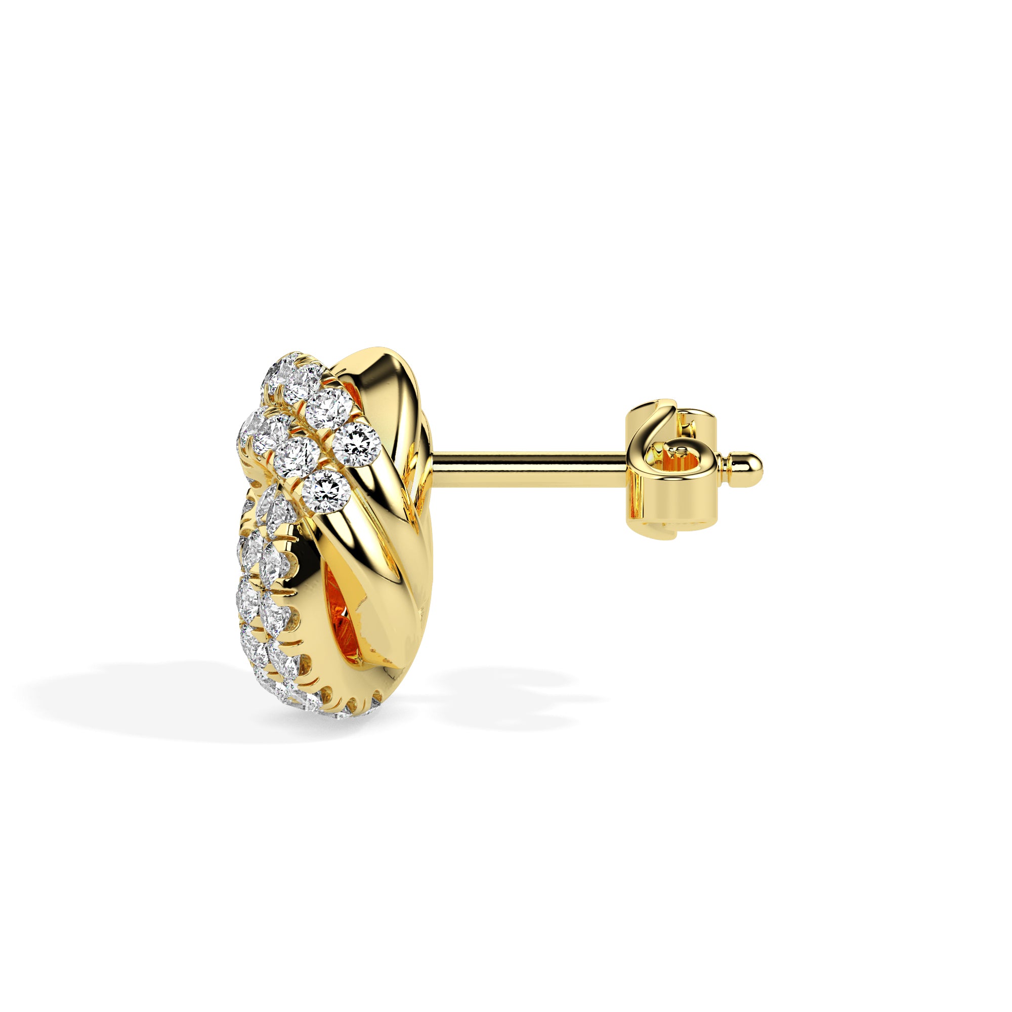 0.62Ct Knot Style Lab-Grown Diamond Gold Stud Earrings