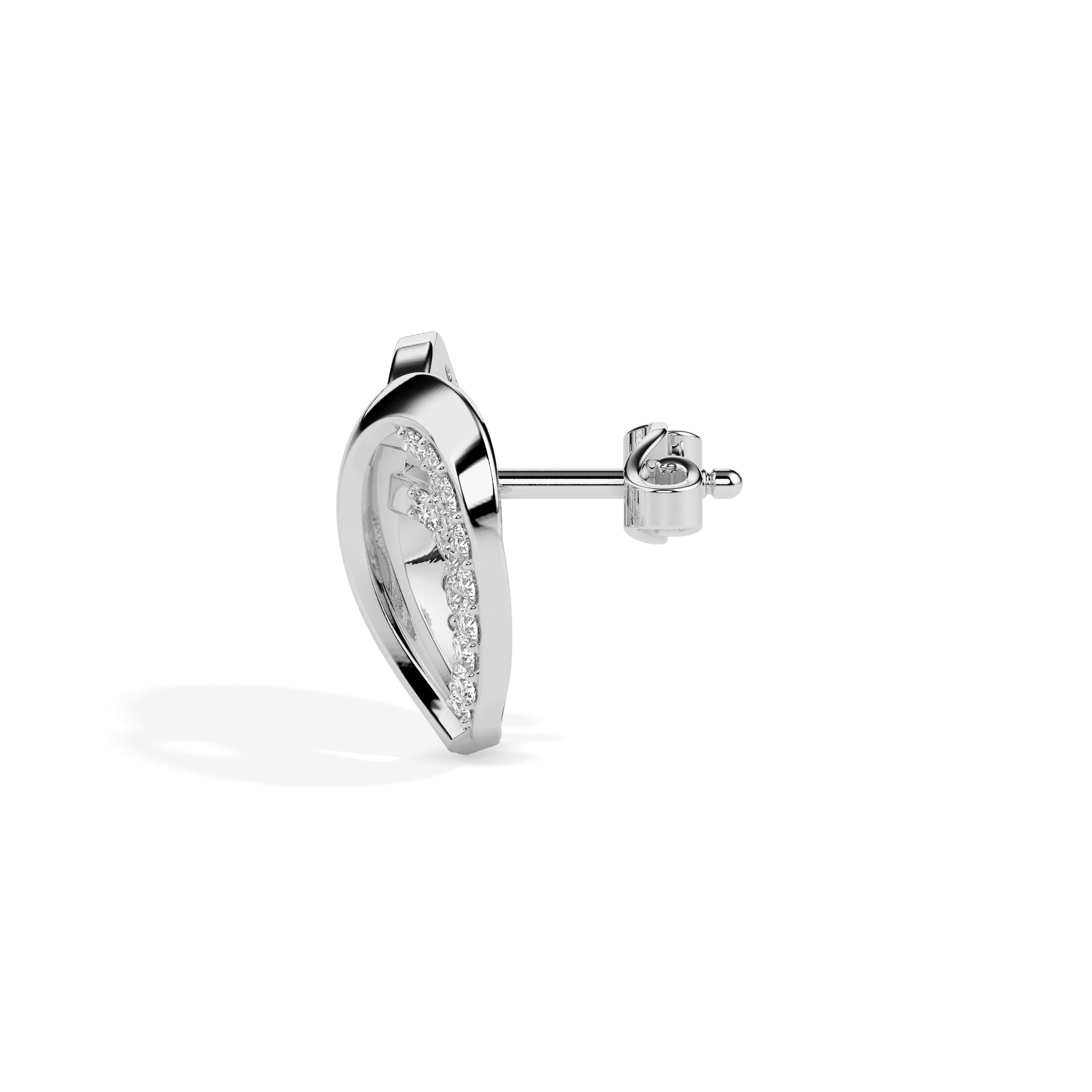 0.64Ct Open Heart Pave Lab-Grown Diamond Gold Stud Earrings