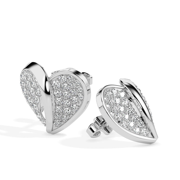 0.64Ct Open Heart Pave Lab-Grown Diamond Gold Stud Earrings
