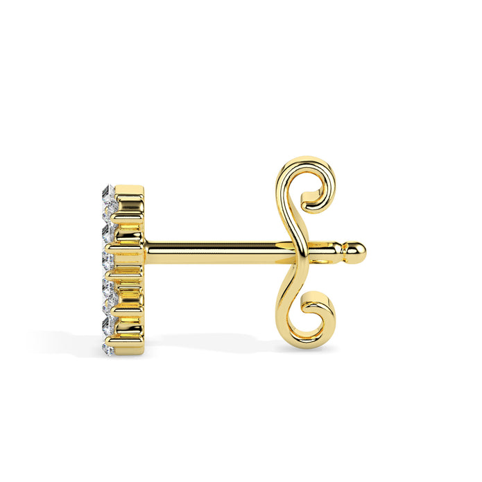0.83Ct Baguette & Round Cluster Lab-Grown Diamond Gold Stud Earrings