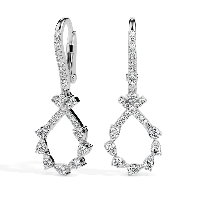 0.68Ct Round Cut Prong Lab-Grown Diamond Gold Drop Hoop Earrings