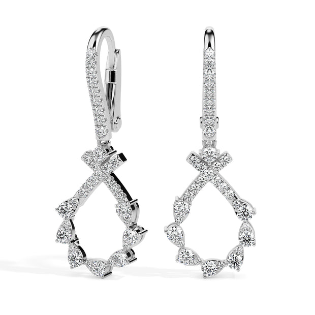 0.68Ct Round Cut Prong Lab-Grown Diamond Gold Drop Hoop Earrings