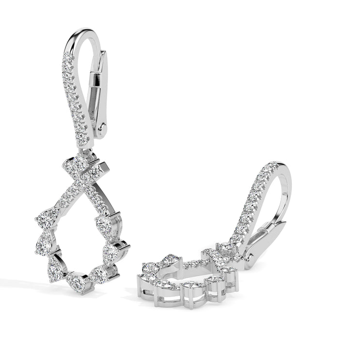 0.68Ct Round Cut Prong Lab-Grown Diamond Gold Drop Hoop Earrings