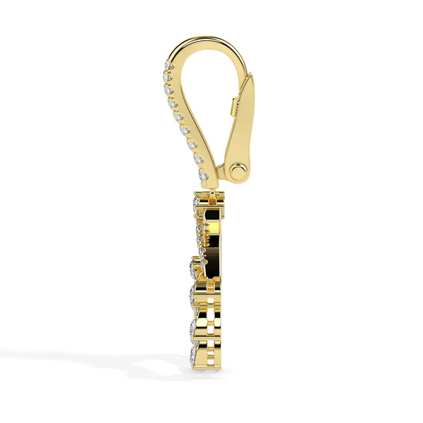 0.68Ct Round Cut Prong Lab-Grown Diamond Gold Drop Hoop Earrings