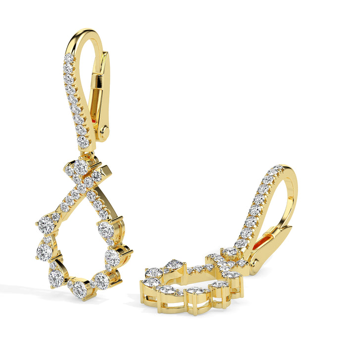 0.68Ct Round Cut Prong Lab-Grown Diamond Gold Drop Hoop Earrings