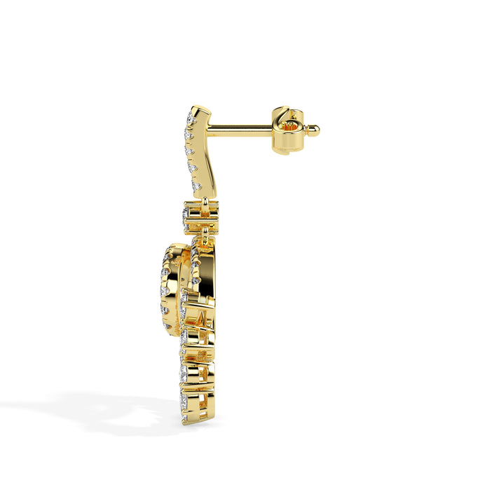 0.88Ct Prong Set Lab-Grown Diamond Gold Drop Earrings