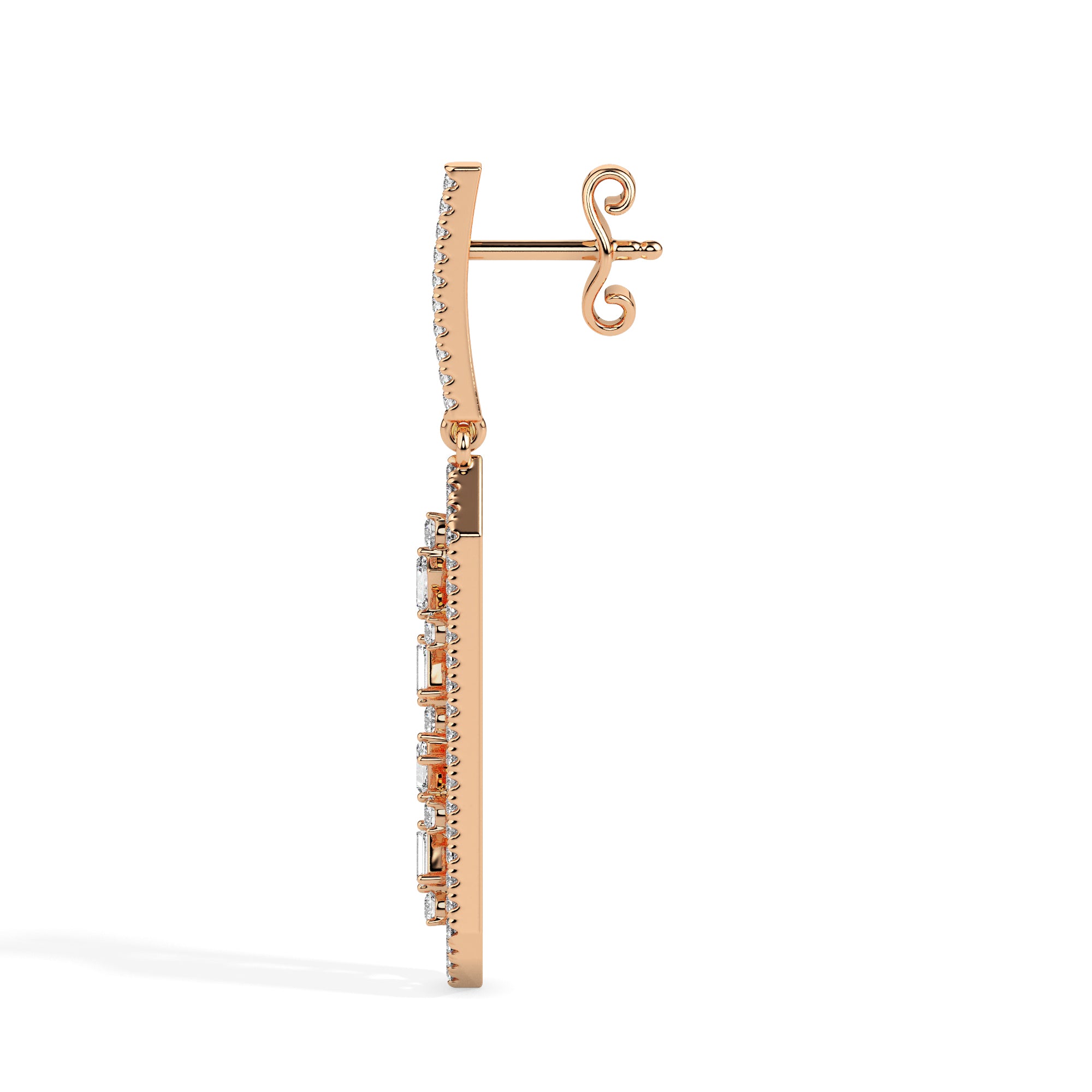 0.74Ct Hexagon Frame Lab-Grown Diamond Gold Drop Earrings