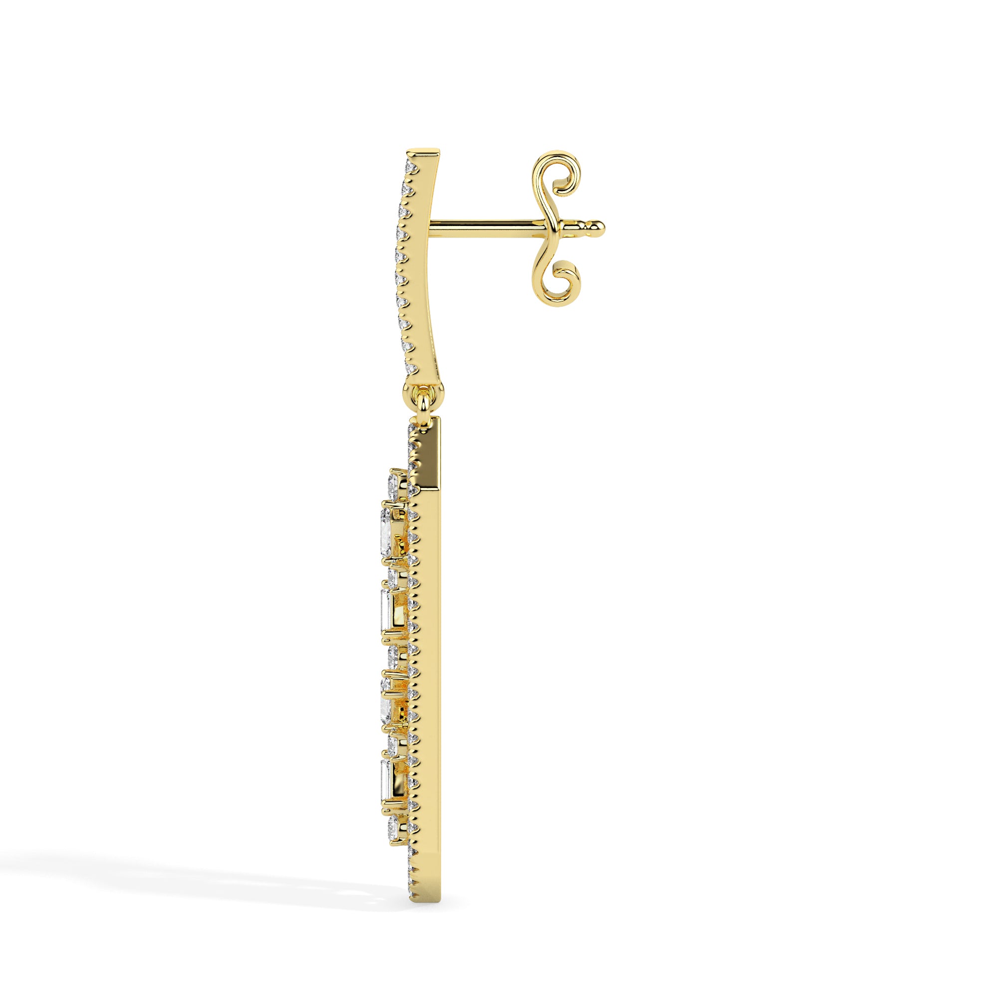 0.74Ct Hexagon Frame Lab-Grown Diamond Gold Drop Earrings