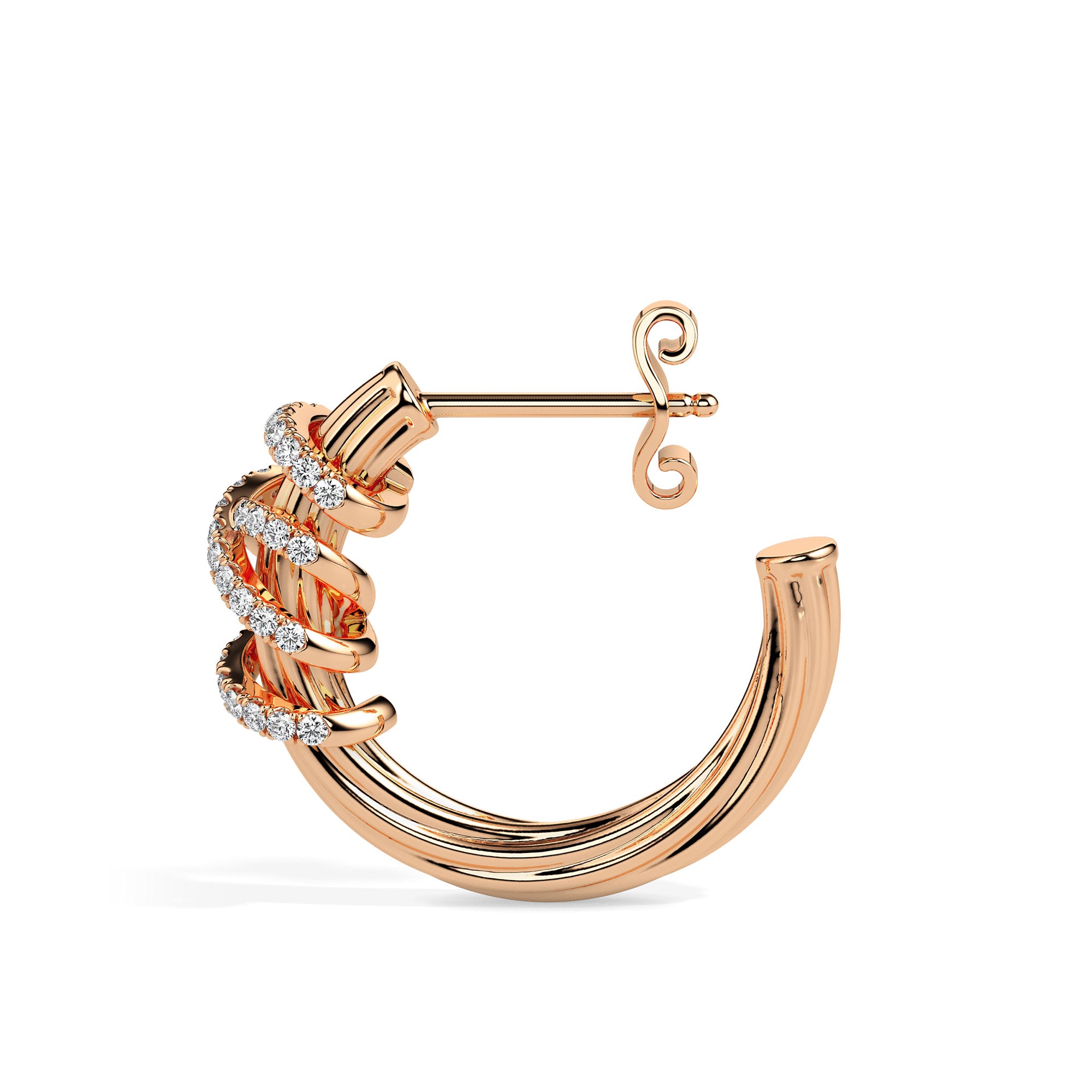 0.20Ct Twisted Design Lab-Grown Diamond Gold Hoop Earrings