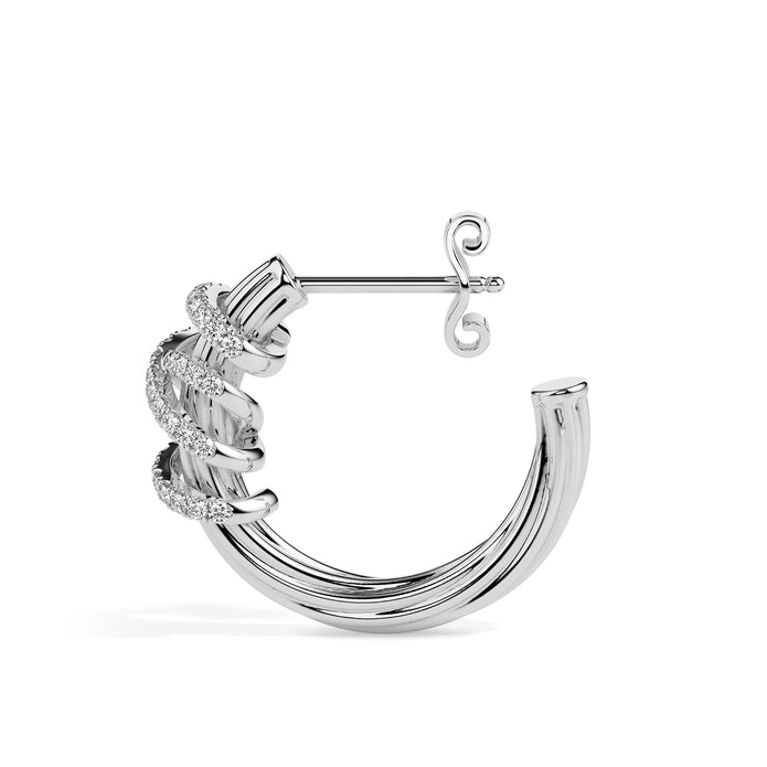 0.20Ct Twisted Design Lab-Grown Diamond Gold Hoop Earrings