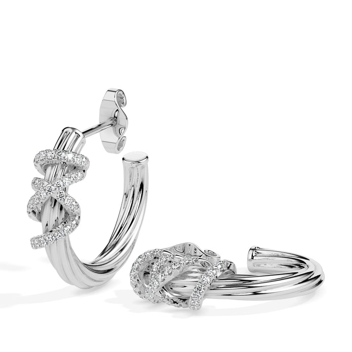 0.20Ct Twisted Design Lab-Grown Diamond Gold Hoop Earrings