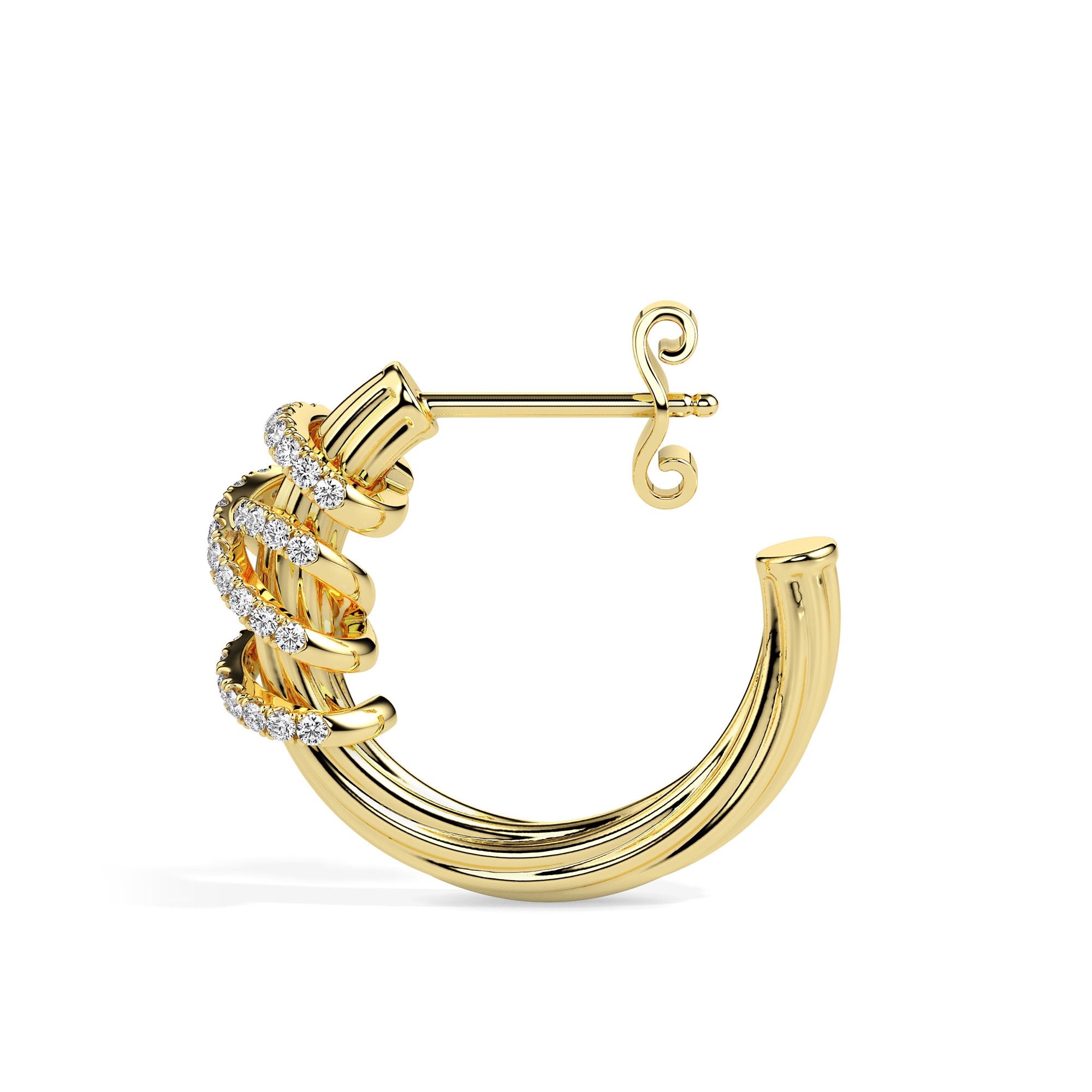 0.20Ct Twisted Design Lab-Grown Diamond Gold Hoop Earrings