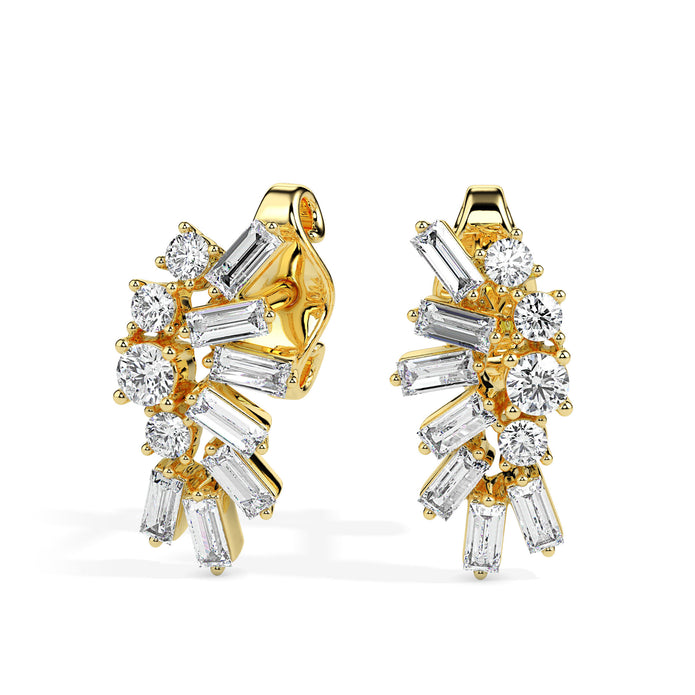 0.60Ct Sunburst Design Lab-Grown Diamond Gold Stud Earrings