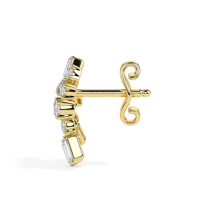 0.60Ct Sunburst Design Lab-Grown Diamond Gold Stud Earrings