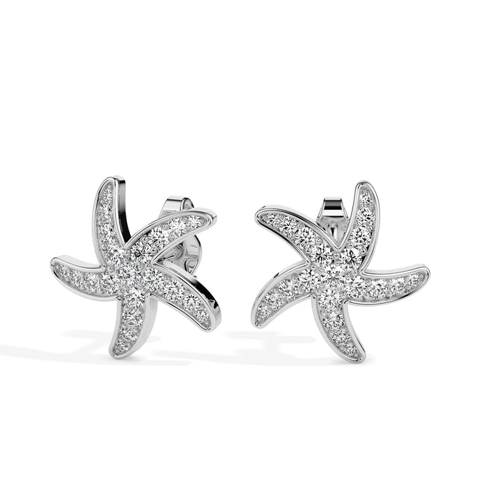 0.44Ct Starfish Shaped Lab-Grown Diamond Gold Stud Earrings