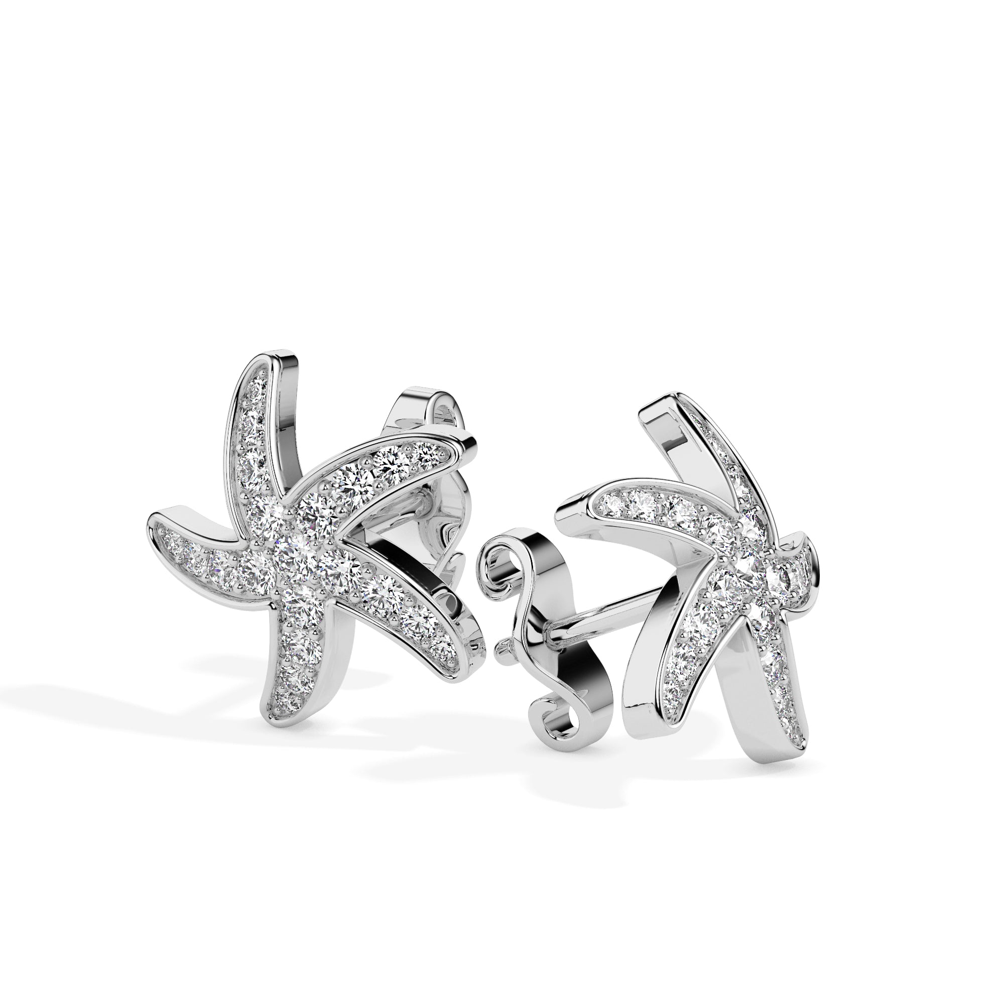 0.44Ct Starfish Shaped Lab-Grown Diamond Gold Stud Earrings