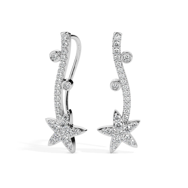 0.49Ct Star Shaped Lab-Grown Diamond Gold Ear Climber Earrings