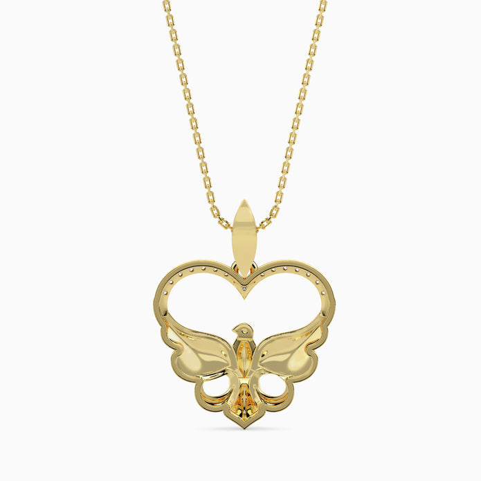 0.11Ct Heart Motif Lab-Grown Diamond Gold Pendant Necklace