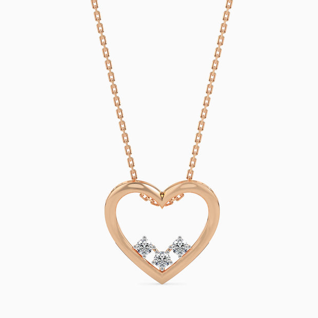 0.09Ct Open Heart Lab-Grown Diamond Gold Pendant Necklace