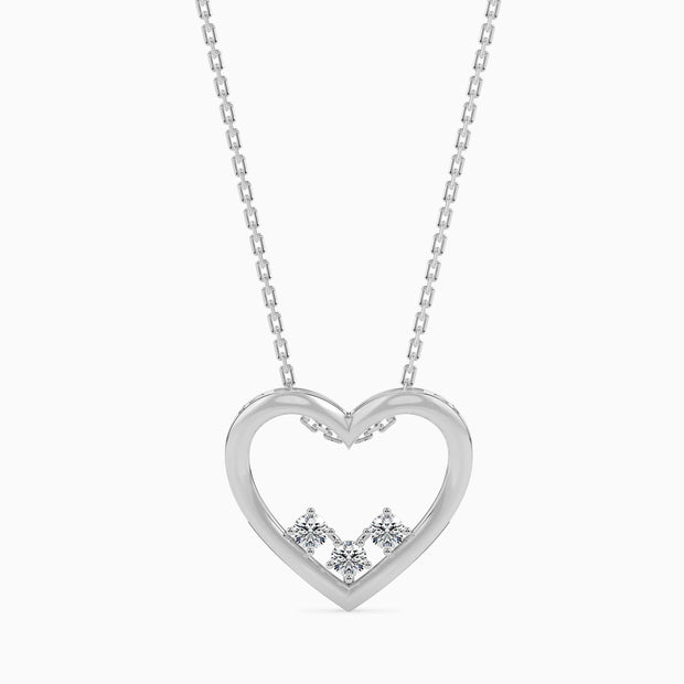 0.09Ct Open Heart Lab-Grown Diamond Gold Pendant Necklace