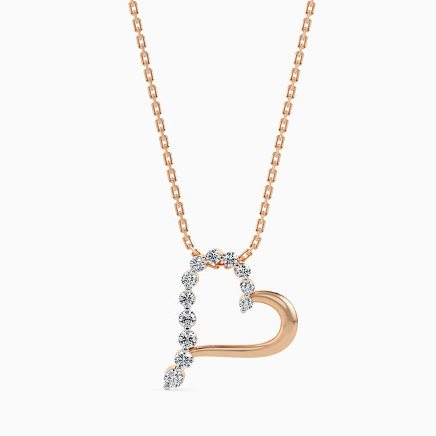0.13Ct Half Pave Heart Lab-Grown Diamond Gold Pendant Necklace
