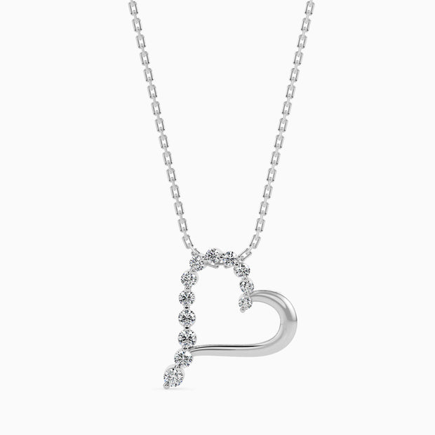 0.13Ct Half Pave Heart Lab-Grown Diamond Gold Pendant Necklace