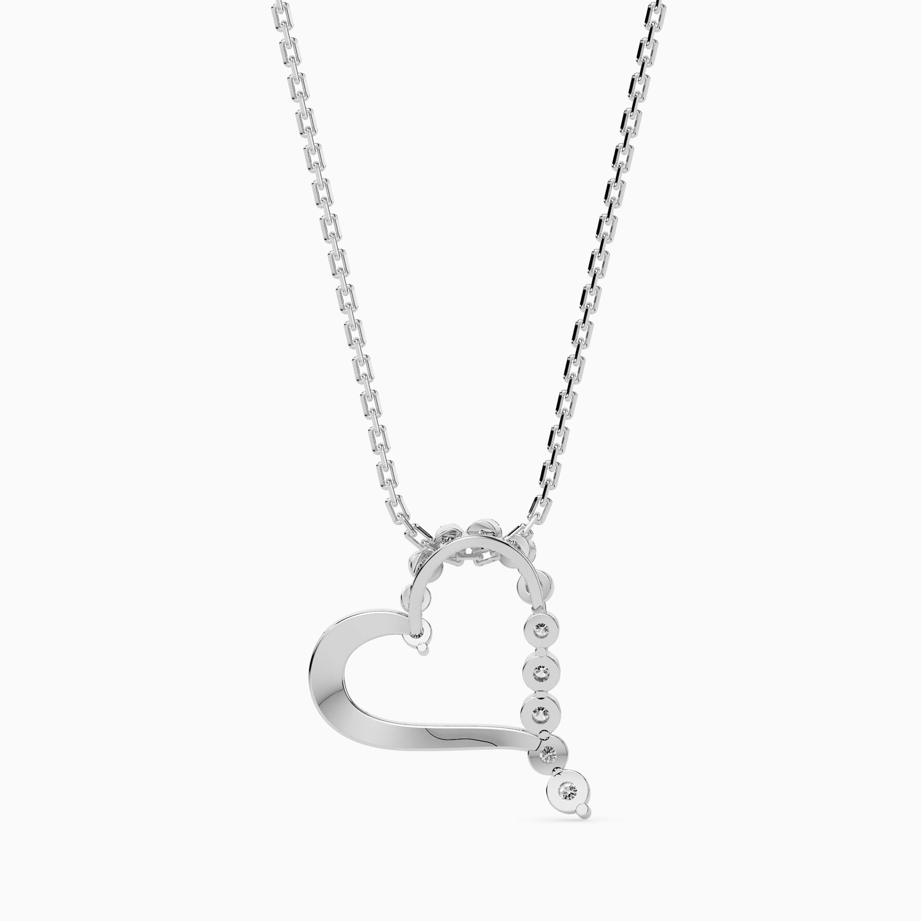 0.13Ct Half Pave Heart Lab-Grown Diamond Gold Pendant Necklace