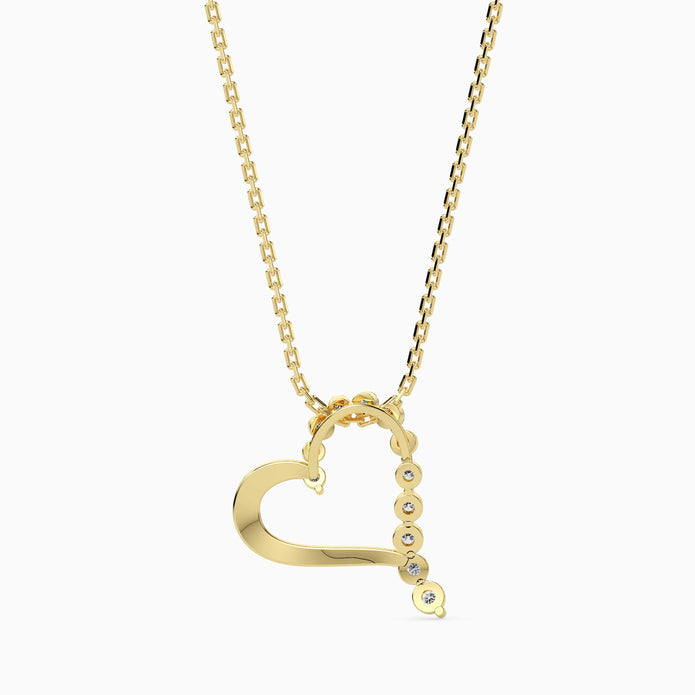 0.13Ct Half Pave Heart Lab-Grown Diamond Gold Pendant Necklace