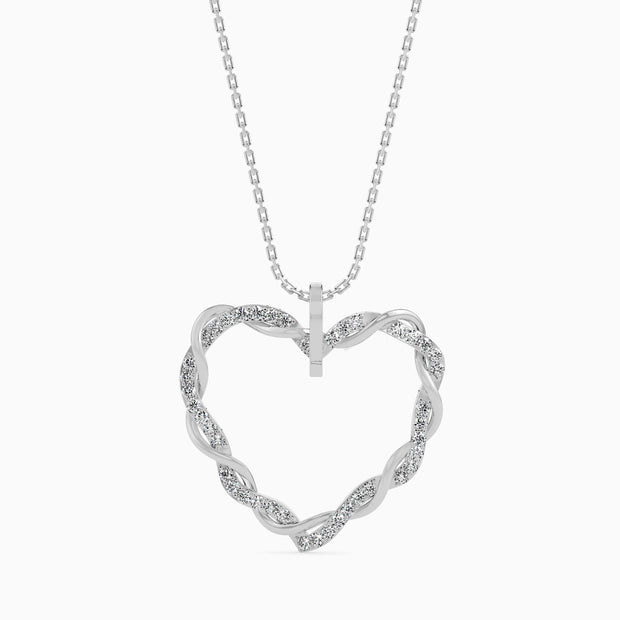 0.21Ct Twisted Pavé Heart Lab-Grown Diamond Gold Pendant Necklace
