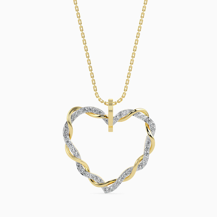 0.21Ct Twisted Pavé Heart Lab-Grown Diamond Gold Pendant Necklace