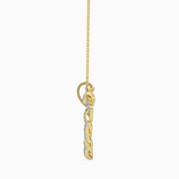 0.21Ct Twisted Pavé Heart Lab-Grown Diamond Gold Pendant Necklace