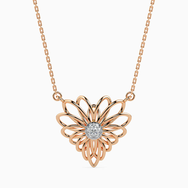 0.06Ct Round Cluster Lab-Grown Diamond Gold Pendant Necklace