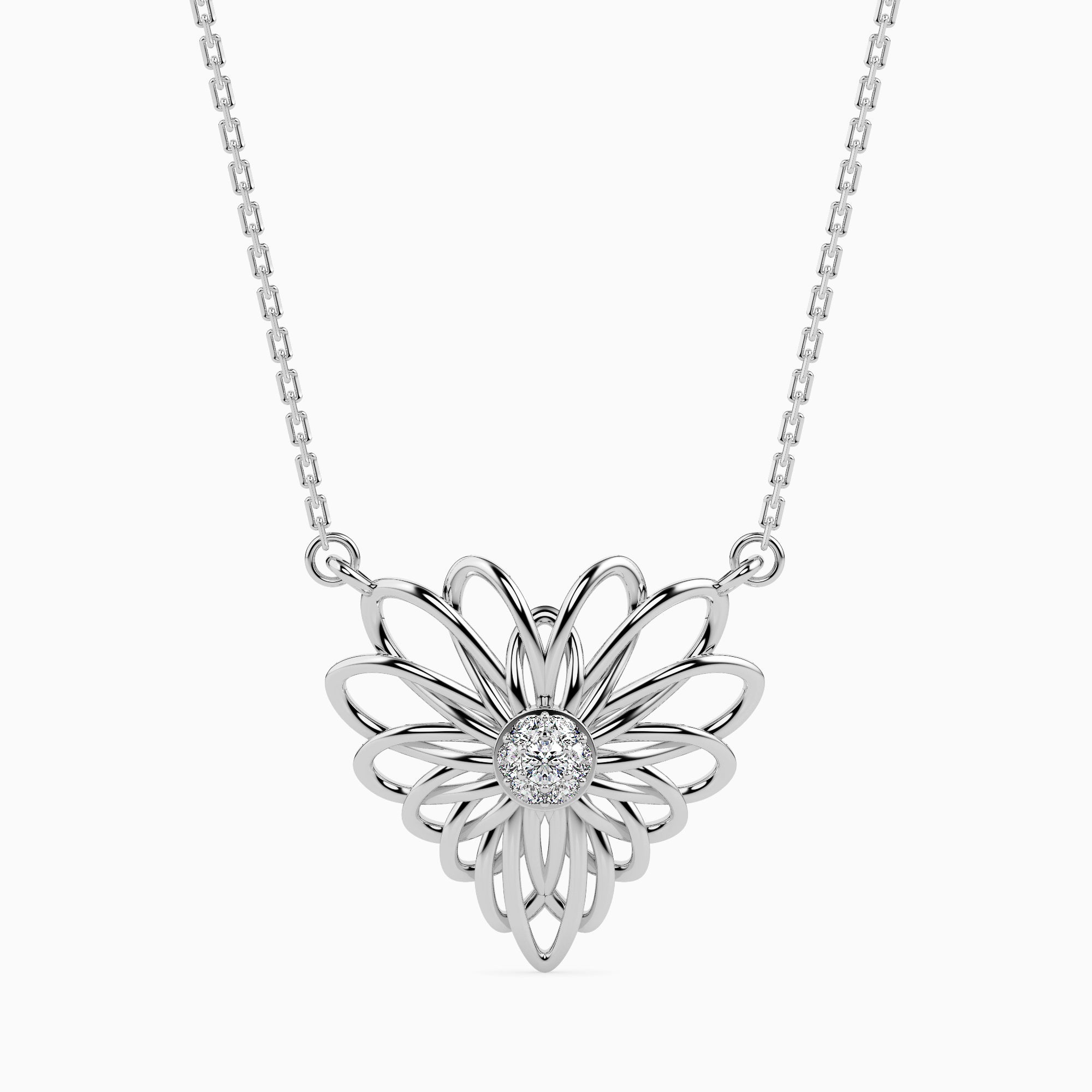 0.06Ct Round Cluster Lab-Grown Diamond Gold Pendant Necklace