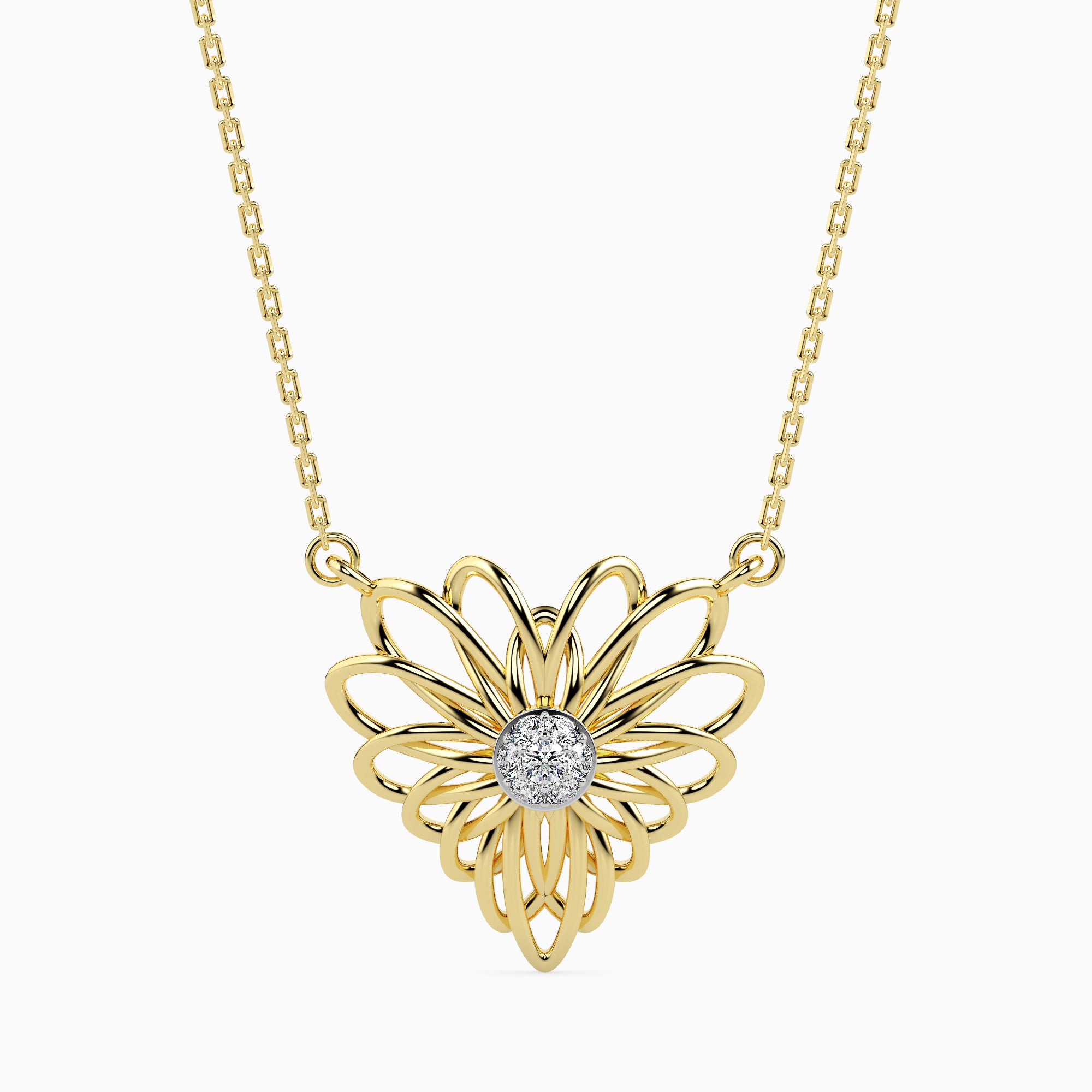 0.06Ct Round Cluster Lab-Grown Diamond Gold Pendant Necklace