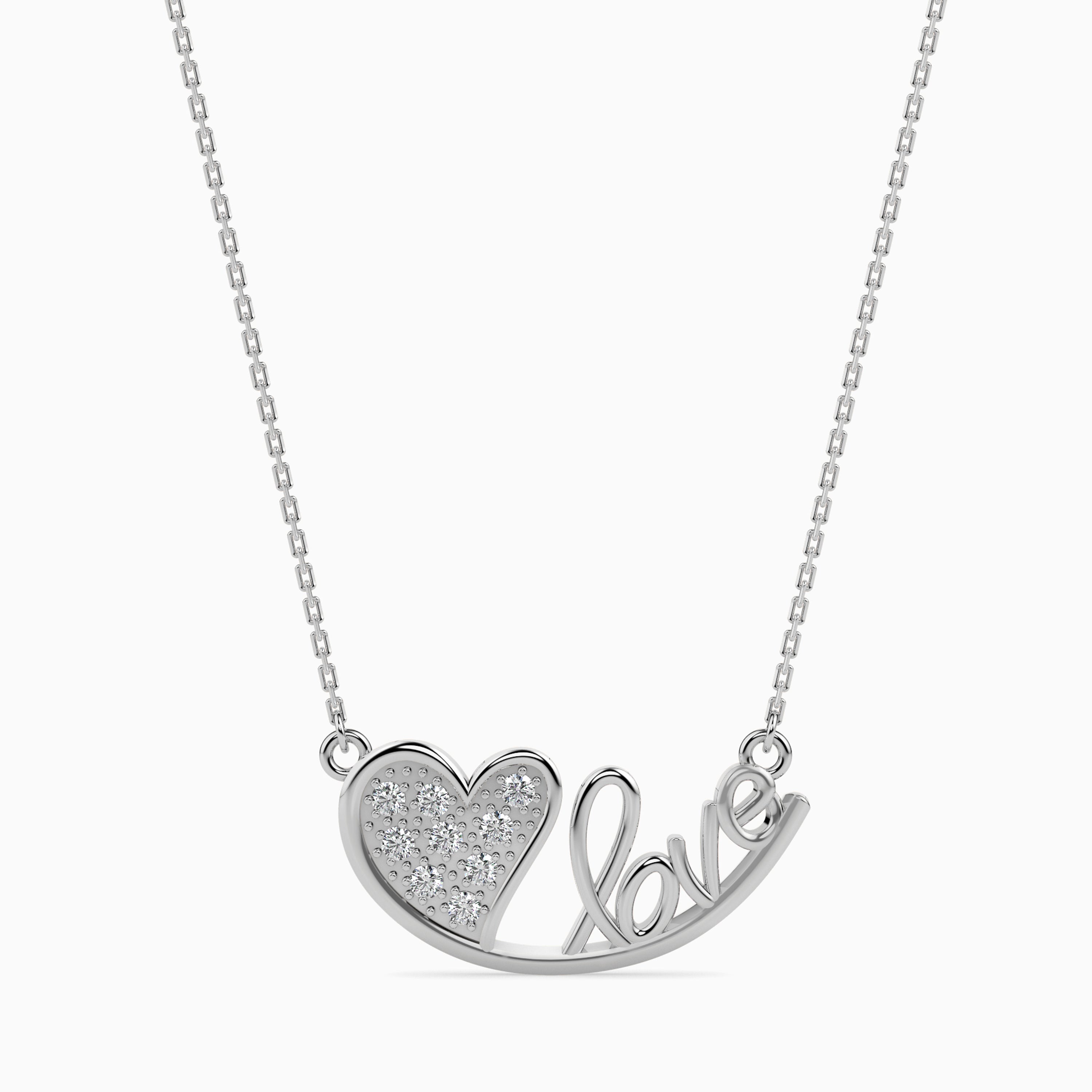0.11Ct Heart Micro Pave Lab-Grown Diamond Gold Pendant Necklace