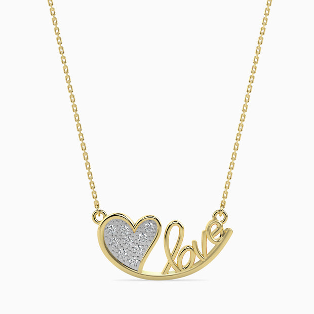 0.11Ct Heart Micro Pavé Lab-Grown Diamond Gold Pendant Necklace