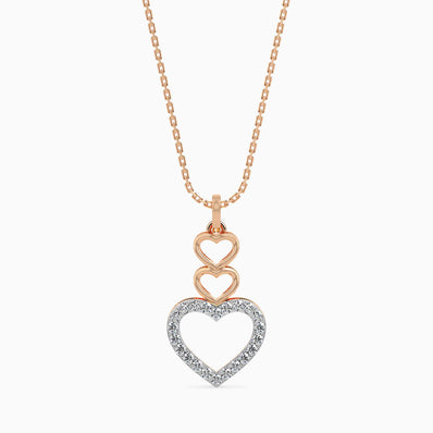 0.14Ct Layered Heart Lab-Grown Diamond Gold Pendant Necklace