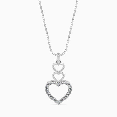 0.14Ct Layered Heart Lab-Grown Diamond Gold Pendant Necklace