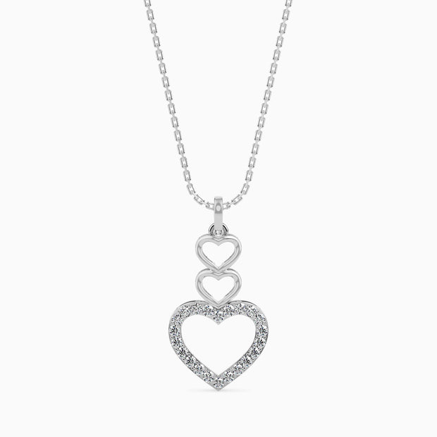 0.14Ct Layered Heart Lab-Grown Diamond Gold Pendant Necklace