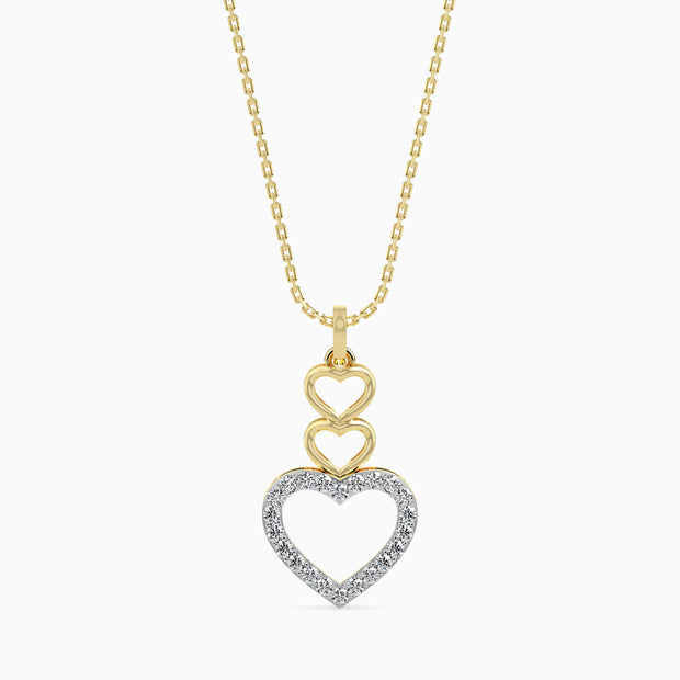 0.14Ct Layered Heart Lab-Grown Diamond Gold Pendant Necklace