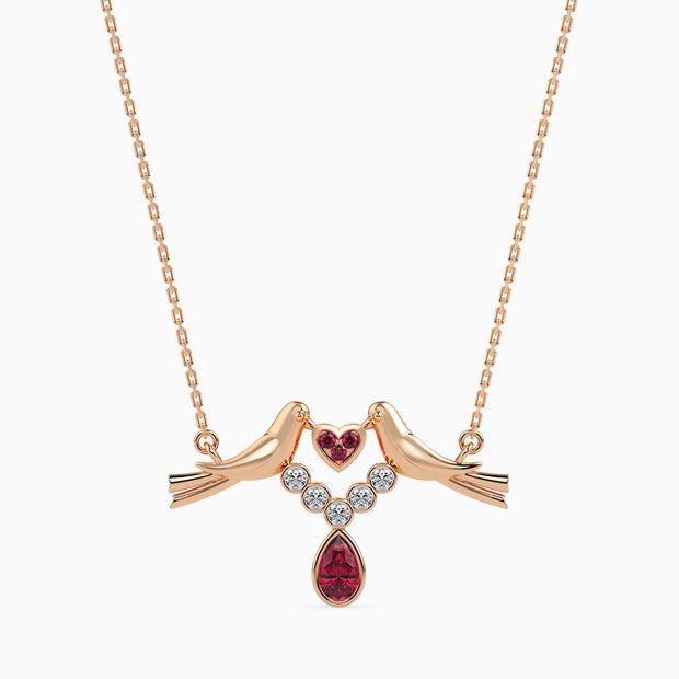 0.24Ct Red Pear Bezel Lab-Grown Diamond Gold Pendant Necklace