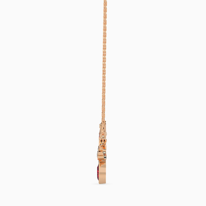 0.24Ct Red Pear Bezel Lab-Grown Diamond Gold Pendant Necklace