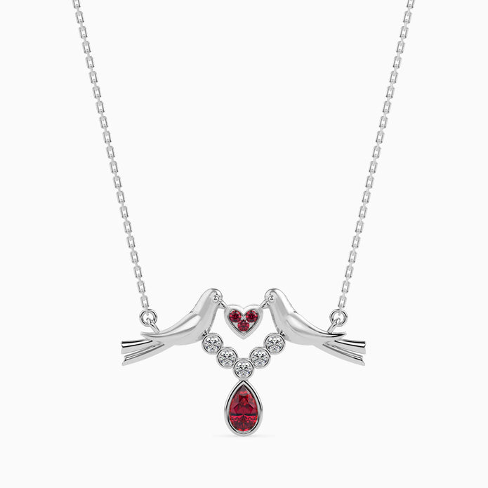 0.24Ct Red Pear Bezel Lab-Grown Diamond Gold Pendant Necklace